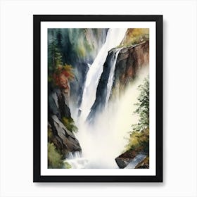 Mardalsfossen, Norway Water Colour  (2) Art Print