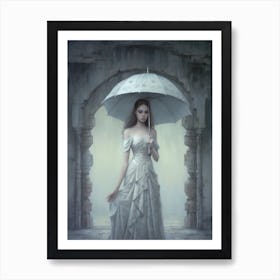 The lady with the umbrella. Art Print