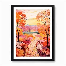 Versailles Gardens, France In Autumn Fall Illustration 2 Art Print