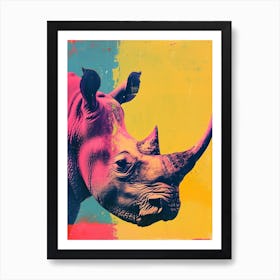 Retro Polaroid Inspired Rhino 4 Art Print