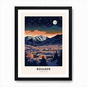 Winter Night  Travel Poster Boulder Colorado 1 Art Print