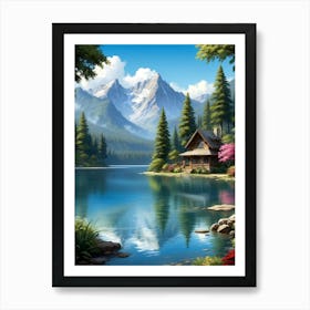 Cabin In The Mountains 1 Art Print