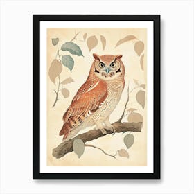 Brown Fish Owl Vintage Illustration 2 Art Print