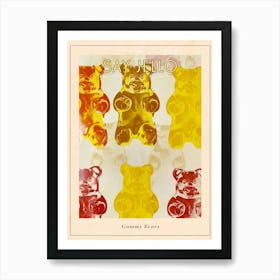 Retro Gummy Bears Candy Sweets Pattern 1 Poster Art Print