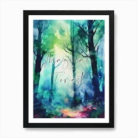 Magical Forest Watercolor Painting Art Print