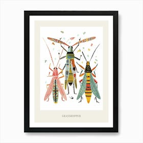 Colourful Insect Illustration Grasshopper 4 Poster Art Print