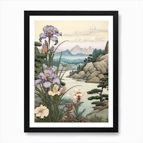 Ayame Japanese Iris 3 Japanese Botanical Illustration Art Print