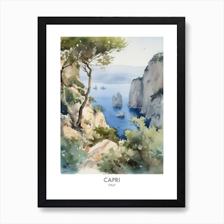 Capri Watercolour Travel Poster Art Print