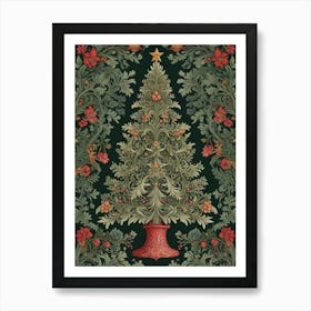 William Morris Style Christmas Tree Art Print