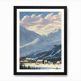 Garmisch Partenkirchen, Germany Ski Resort Vintage Landscape 3 Skiing Poster Art Print