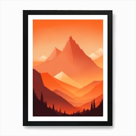 Misty Mountains Vertical Composition In Orange Tone 111 Art Print