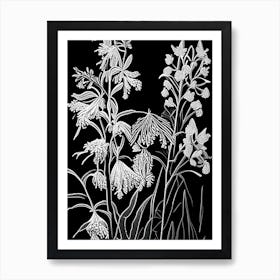 Black Cohosh Wildflower Linocut Art Print