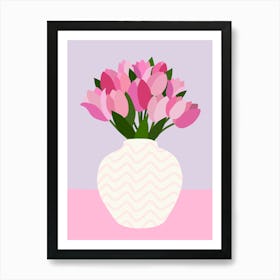 Tulip Arrangement - Pink And Purple Floral Vase Art Print