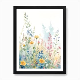 Watercolor Wildflower Field Painting 1 Art Print