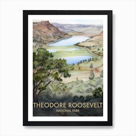 Theodore Roosevelt National Park Watercolour Vintage Travel Poster 4 Art Print