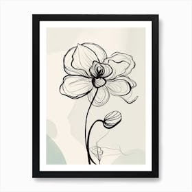 Line Art Orchids Flowers Illustration Neutral 12 Art Print