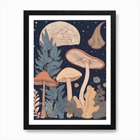 Magic Spring Mushrooms Illustration 5 Art Print