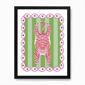 Tibetan Tiger Rug Pink And Green  Affiche