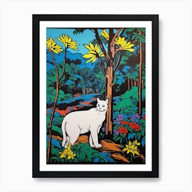 A Painting Of A Cat In Royal Botanic Gardens, Kandy Sri Lanka In The Style Of Pop Art 01 Art Print