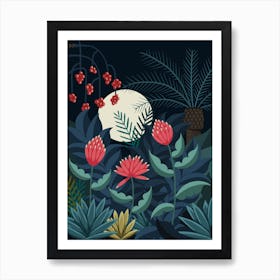 Full Moon Night In The Jungle Art Print