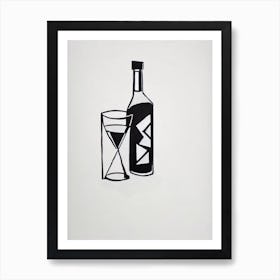 Caipirinha Picasso Line Drawing Cocktail Poster Art Print