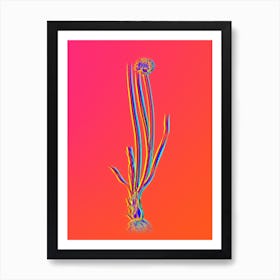 Neon Allium Foliosum Botanical in Hot Pink and Electric Blue n.0244 Art Print