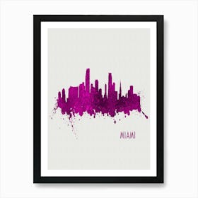 Miami Florida City Purple Art Print