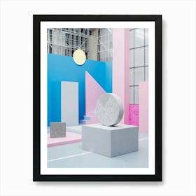 Pink And Blue Art Print