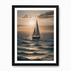 Sailboat At Sunset 2 Art Print