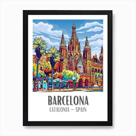 Barcelona Colorful Cityscape 3 Art Print