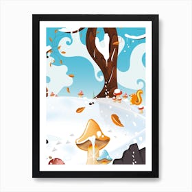 Winter Forest cartoon Art Print