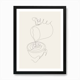 One Line Drawing Of A Cup Of Coffee Art Print