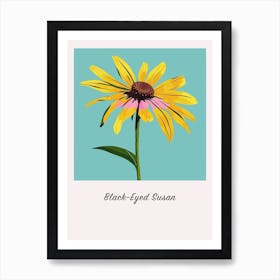 Black Eyed Susan 1 Square Flower Illustration Poster Art Print