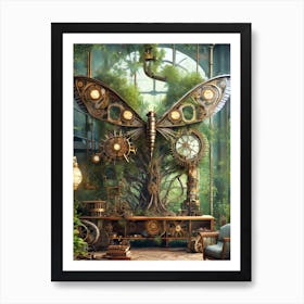 Mechanical Nectar: Where Nature and Industry Coalesce Art Print