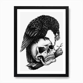 Raven Skull Art Print