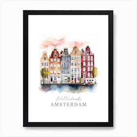 Netherlands, Amsterdam Storybook 4 Travel Poster Watercolour Art Print