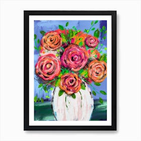 Roses In A Vase Art Print