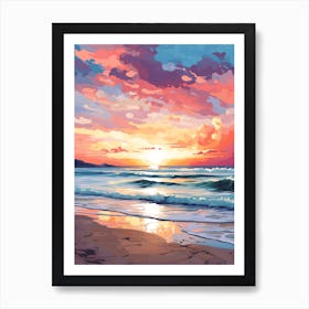 Four Mile Beach Australia At Sunset, Vibrant Painting 3 Art Print