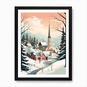 Vintage Winter Travel Illustration Bavaria Germany 2 Art Print