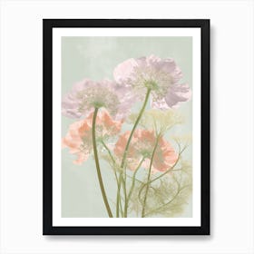 Queen Annes Lace Flowers Acrylic Painting In Pastel Colours 4 Art Print