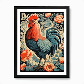 Vintage Bird Linocut Chicken 3 Art Print