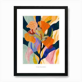 Colourful Flower Illustration Poster Flax Flower 1 Art Print