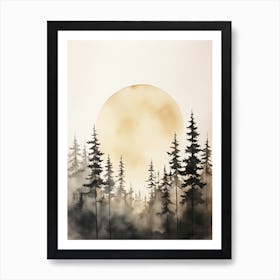 Watercolour Of Taiga Forest   Northern Eurasia And North America 3 Art Print