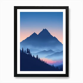 Misty Mountains Vertical Composition In Blue Tone 132 Art Print