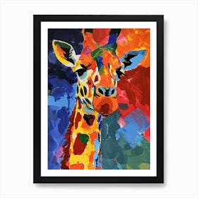 Giraffe Portrait Oil Painting Inspired 3 Art Print