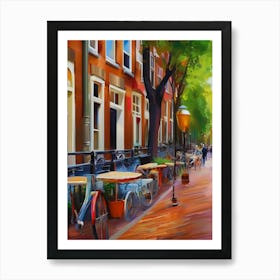 city of Amsterdam, Netherlands, streets, cafes, passing by, the beauty of summer, oil colors..44 Art Print