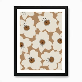 Retro Floral Earth Tones Art Print