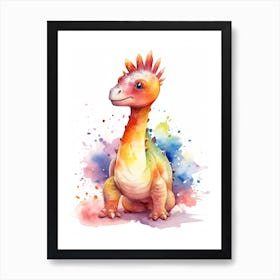 Lambeosaurus Cute Dinosaur Watercolour 1 Art Print