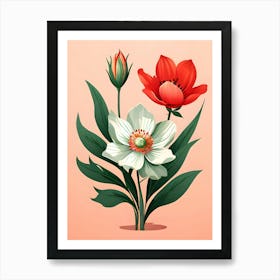 Flowers On A Pink Background 5 Art Print