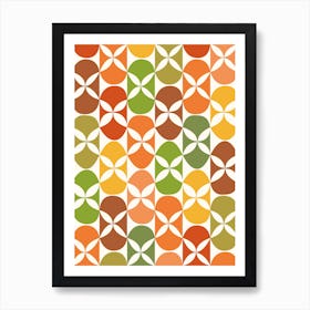 Earth-Toned Mid-Century Geometric Flowers Art Print